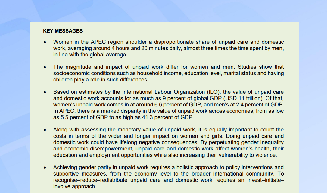 Unpaid Care and Domestic Work: Counting the Costs - Investing In Women